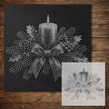 Candlelit Christmas Centrepiece Stencil reusable Mylar stencil, 300 x 300 mm