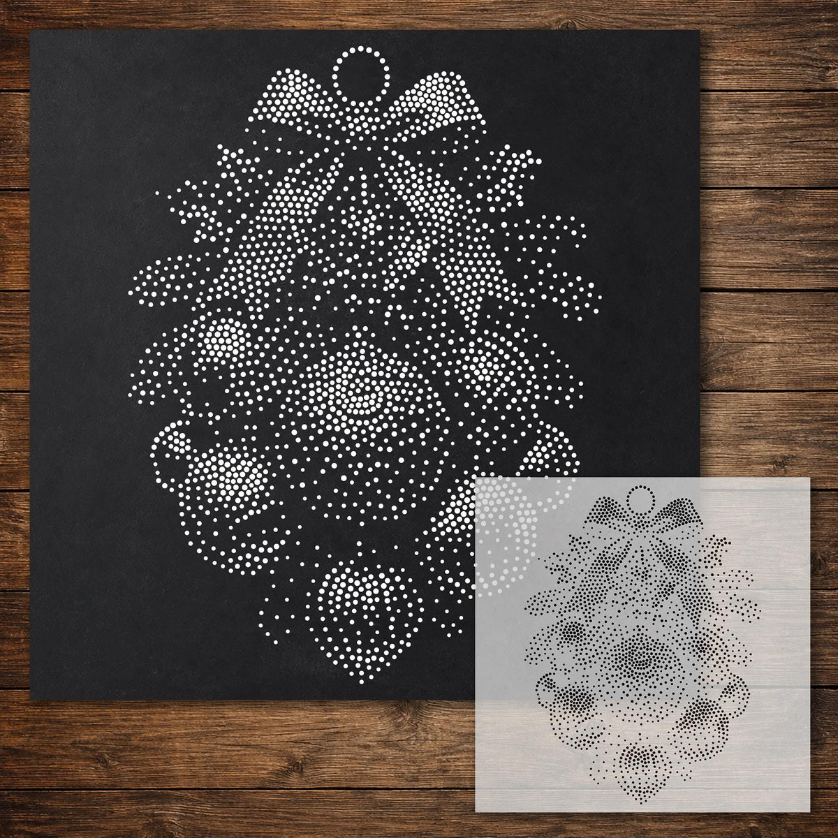 Christmas Bauble Bouquet Stencil reusable Mylar stencil, 300 x 300 mm
