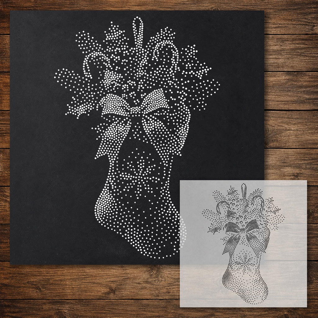 Christmas Stocking Arrangement Stencil reusable Mylar stencil, 300 x 300 mm