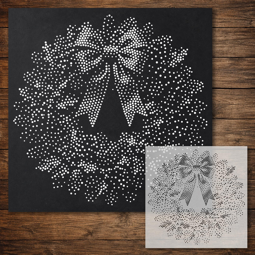 Christmas Wreath Stencil reusable Mylar stencil, 300 x 300 mm