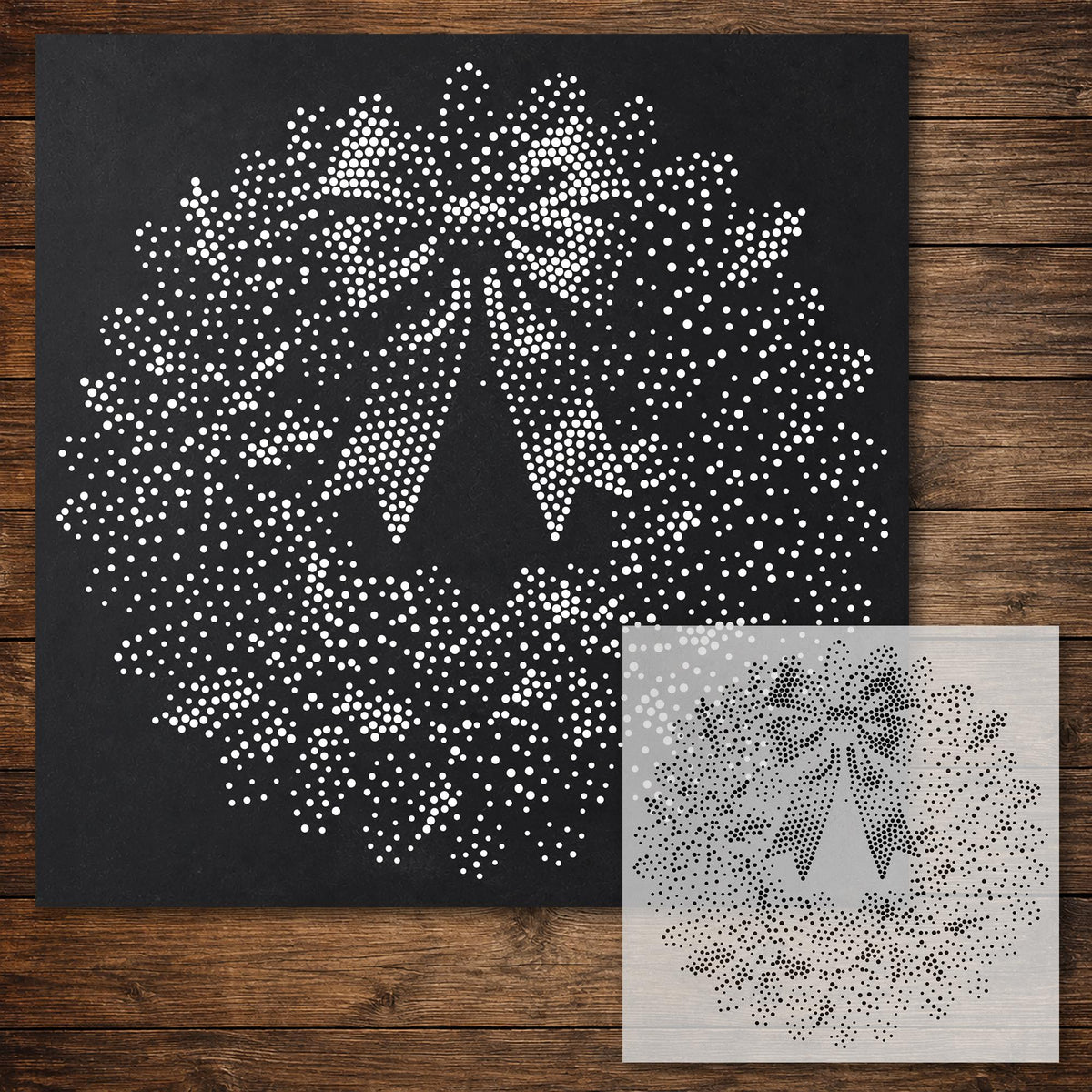 Christmas Wreath Stencil reusable Mylar stencil, 300 x 300 mm