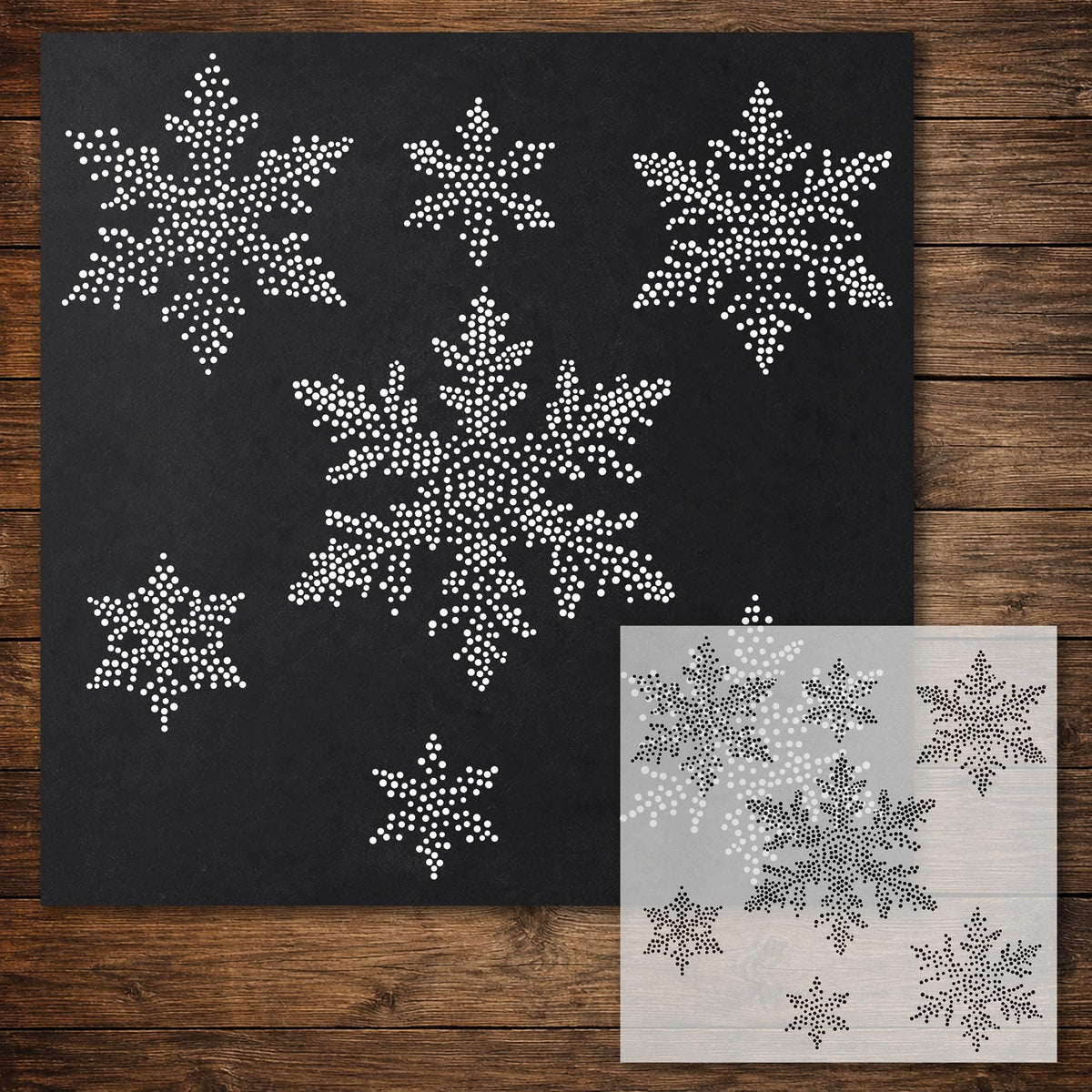 Christmas Snowflakes #1 Stencil reusable Mylar stencil, 300 x 300 mm