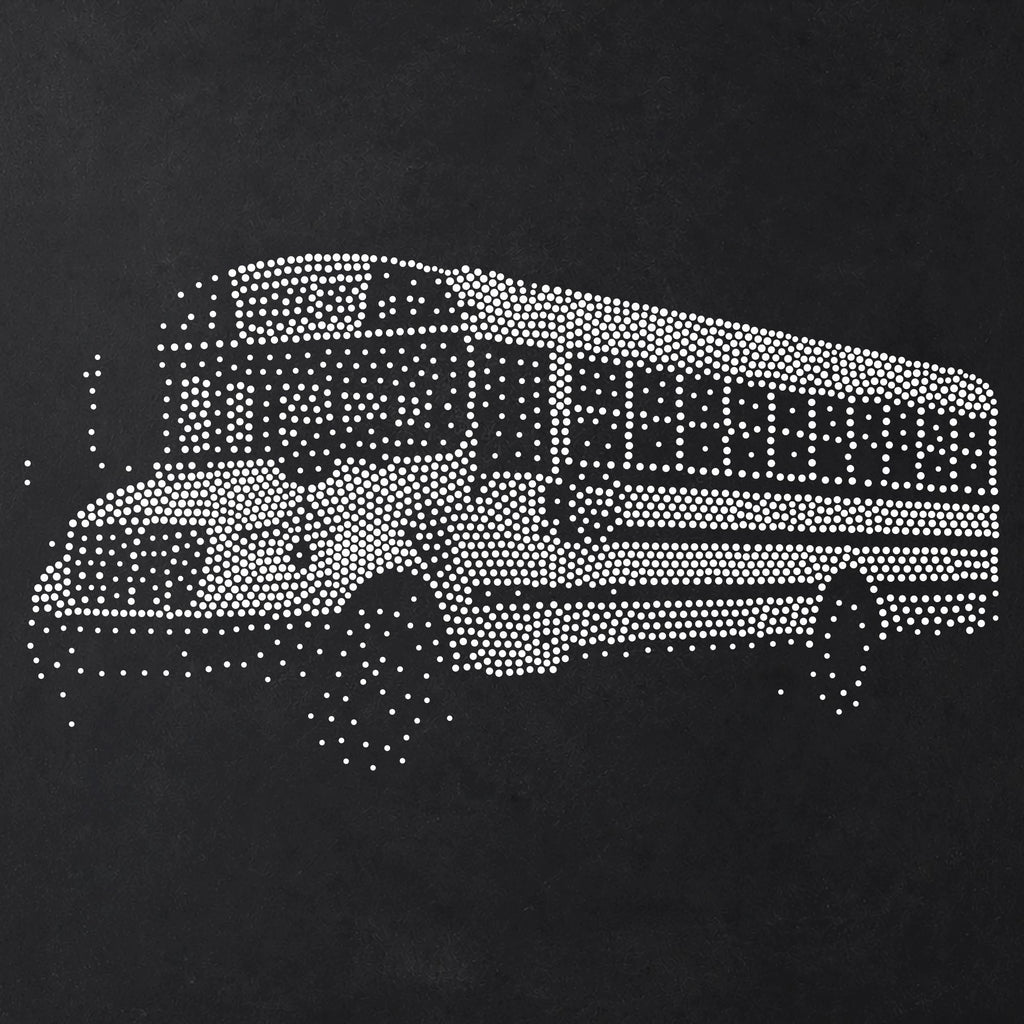 School Bus Stencil | Realistic Mylar Stipple Wall Art, Crafts (Large - 300mm / 12" approx)