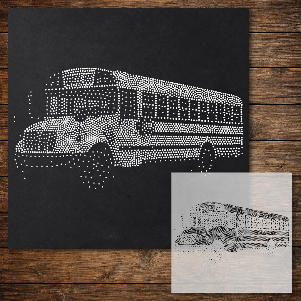 School Bus Stencil reusable Mylar stencil, 300 x 300 mm