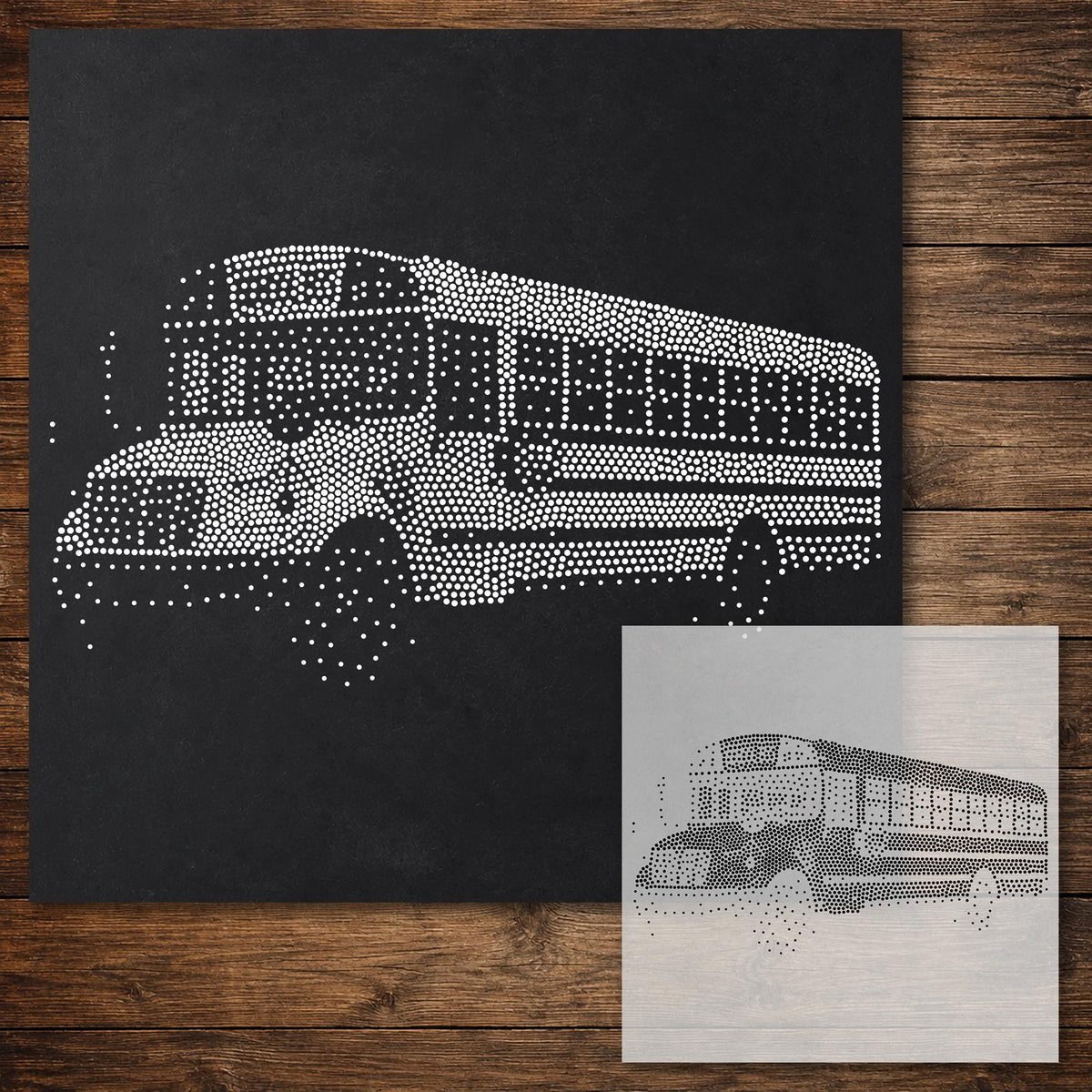 School Bus Stencil reusable Mylar stencil, 300 x 300 mm
