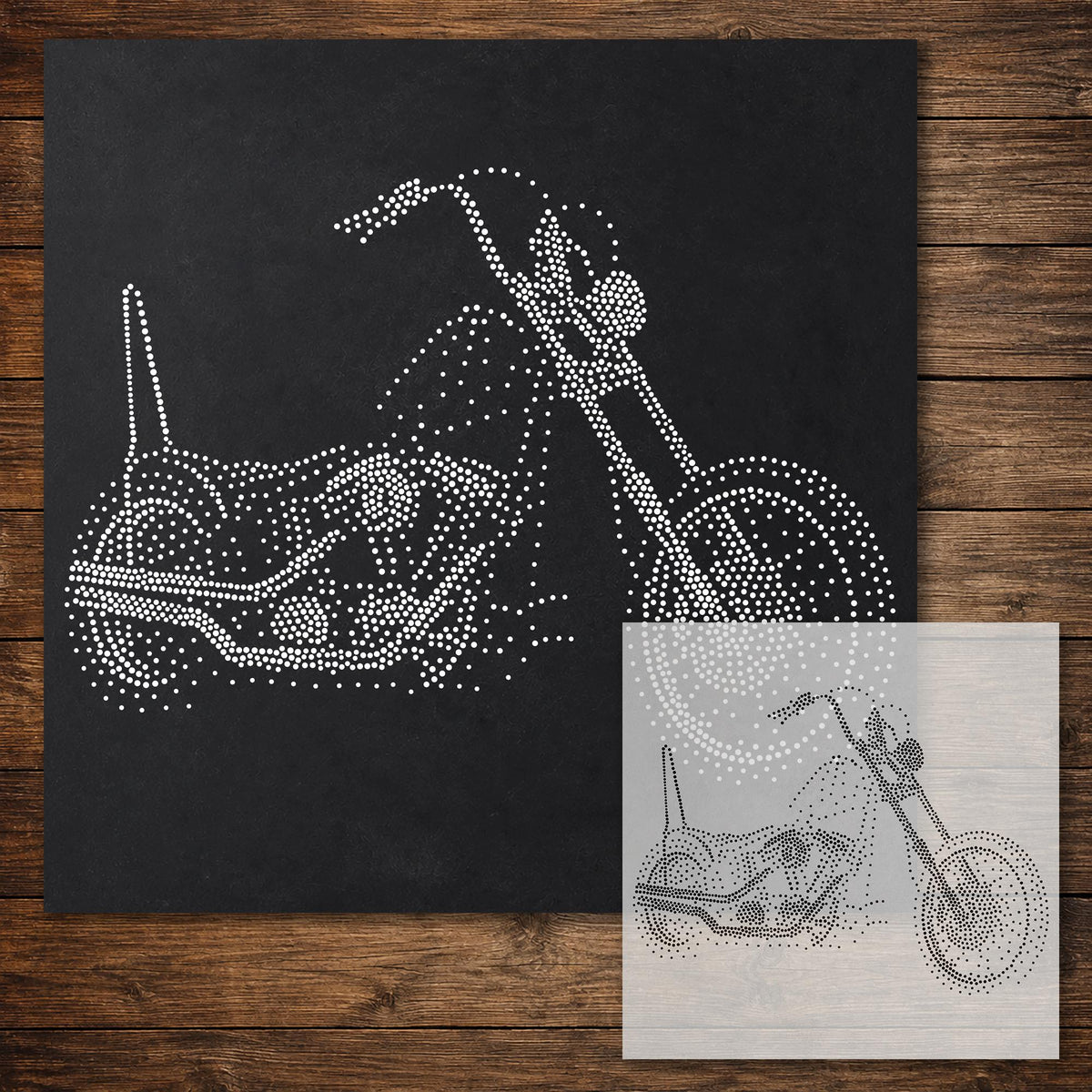 Chopper Motorcycle Stencil reusable Mylar stencil, 300 x 300 mm