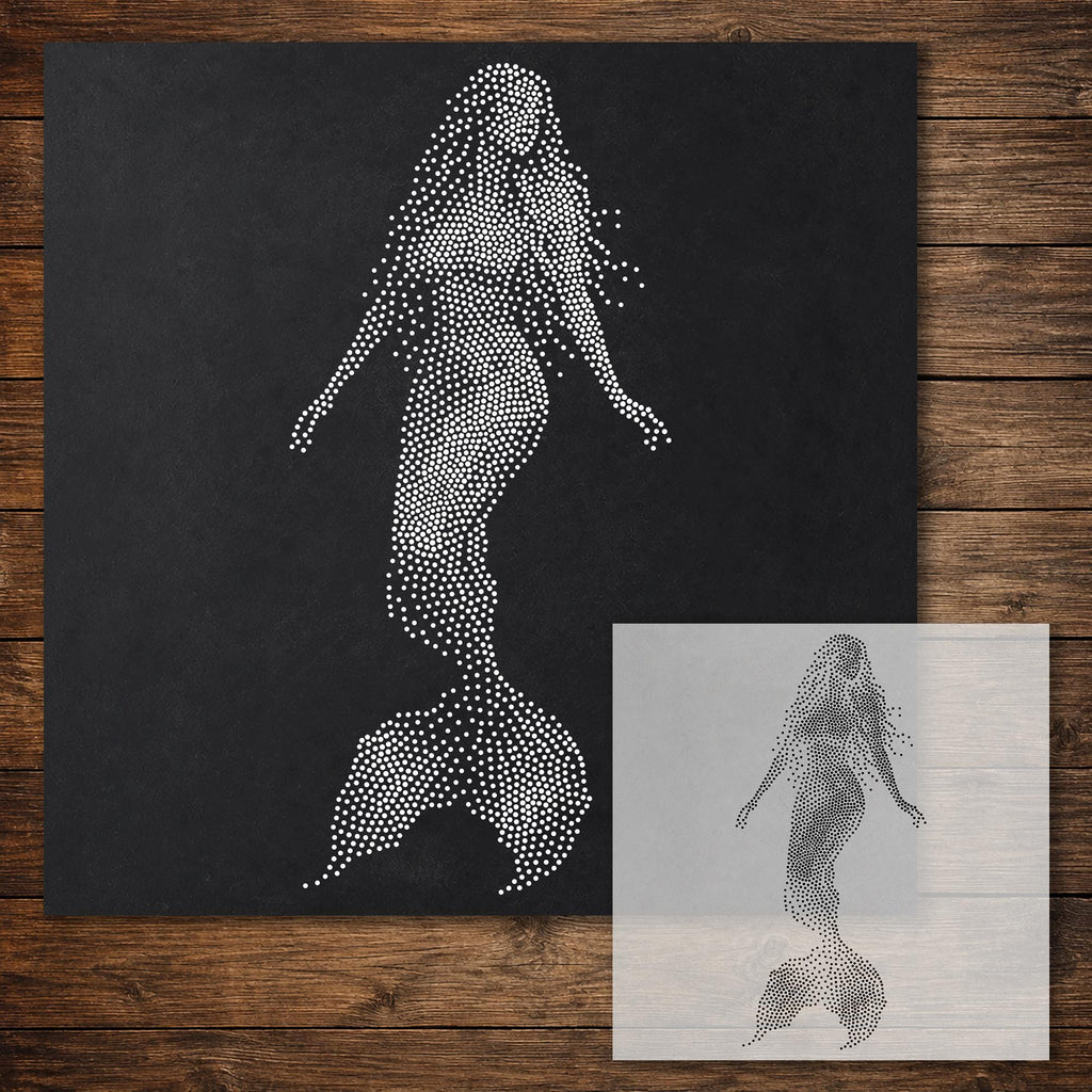 Mermaid Stencil reusable Mylar stencil, 300 x 300 mm