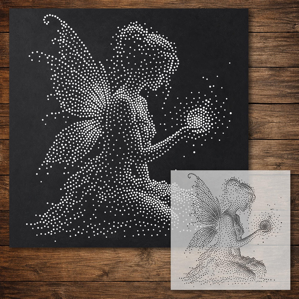 Fairy Holding Orb Stencil reusable Mylar stencil, 300 x 300 mm