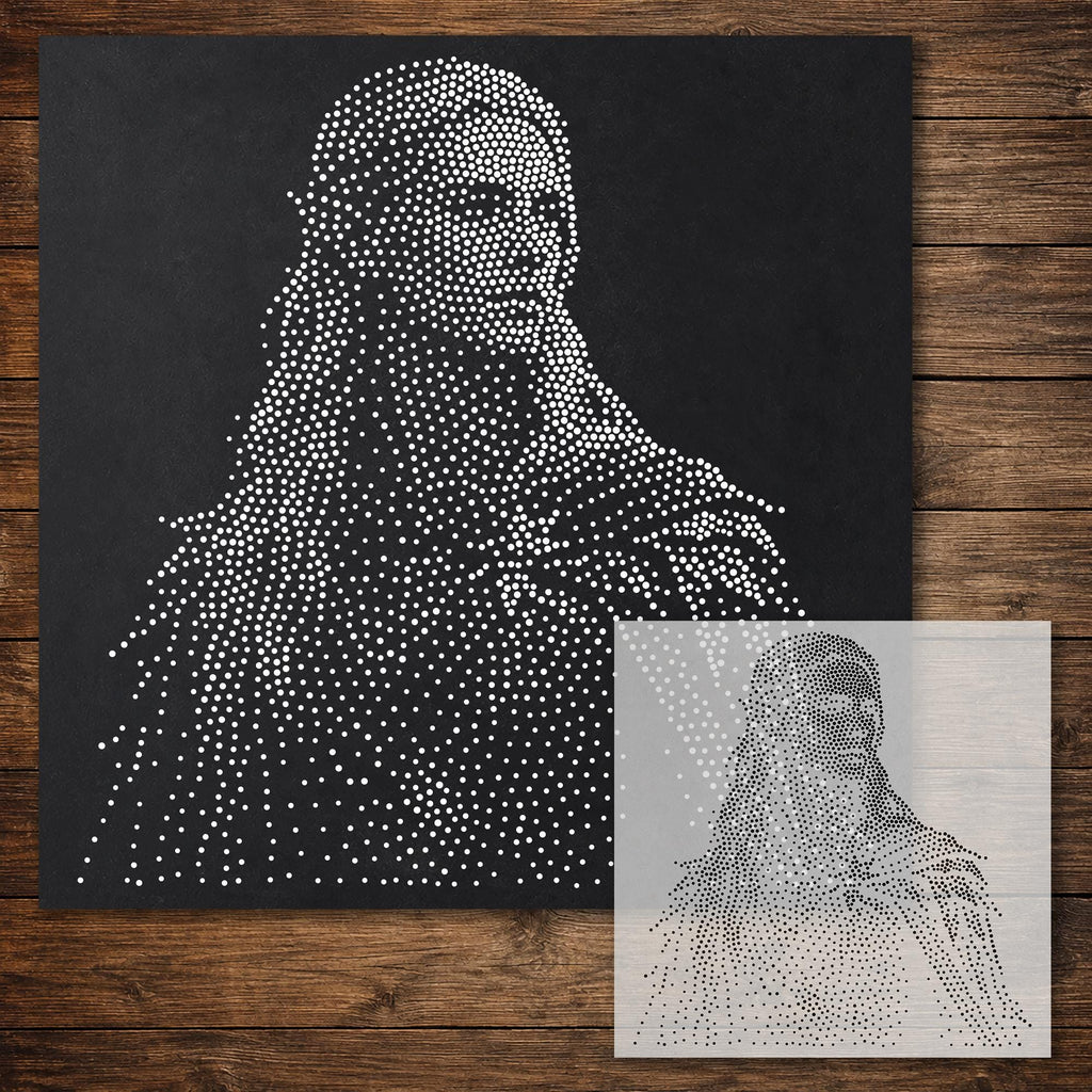 Elf Portrait Stencil reusable Mylar stencil, 300 x 300 mm