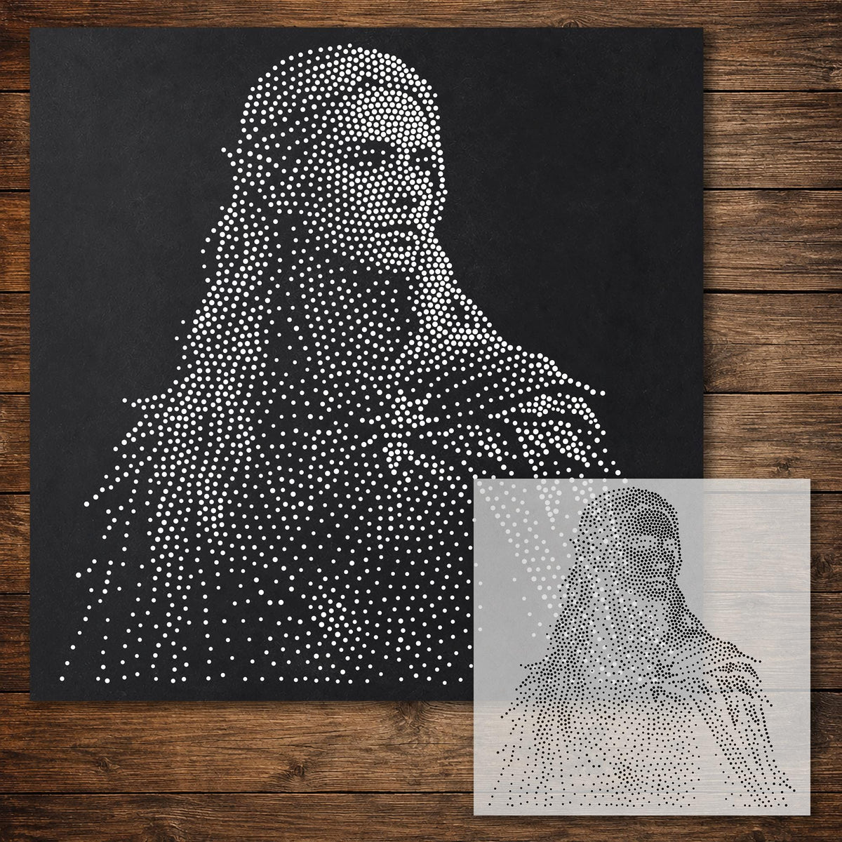 Elf Portrait Stencil reusable Mylar stencil, 300 x 300 mm