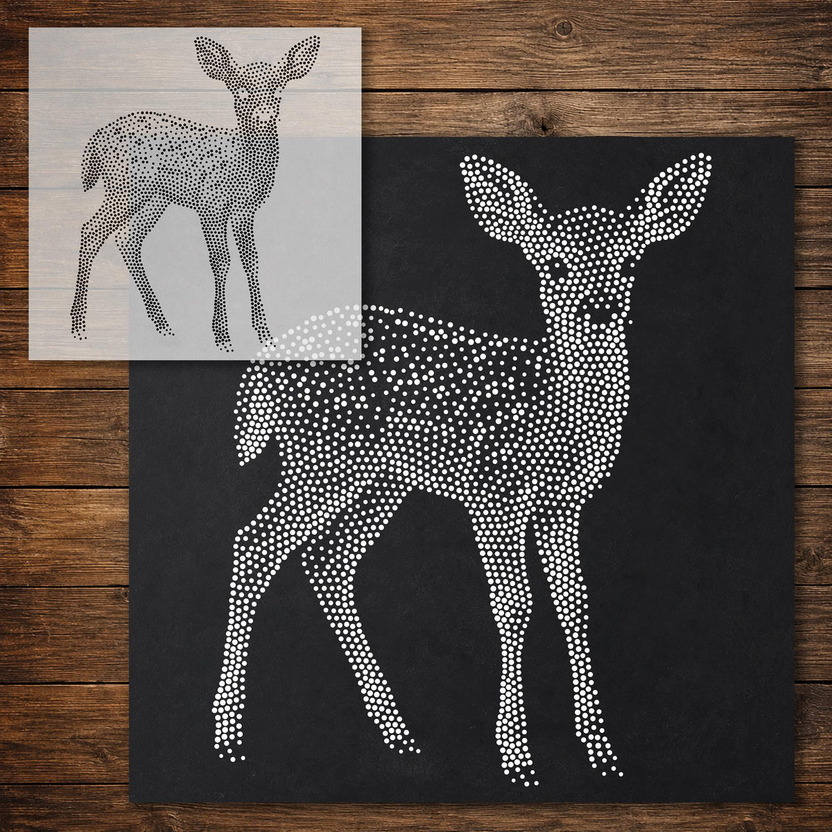 Fawn Stipple Art Stencil reusable Mylar stencil, 300 x 300 mm