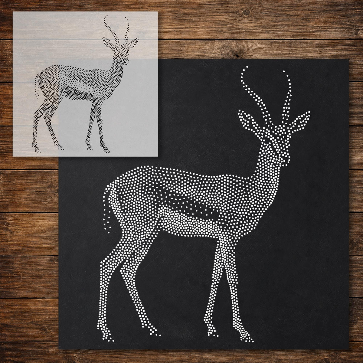 Gazelle Stipple Art Stencil reusable Mylar stencil, 300 x 300 mm