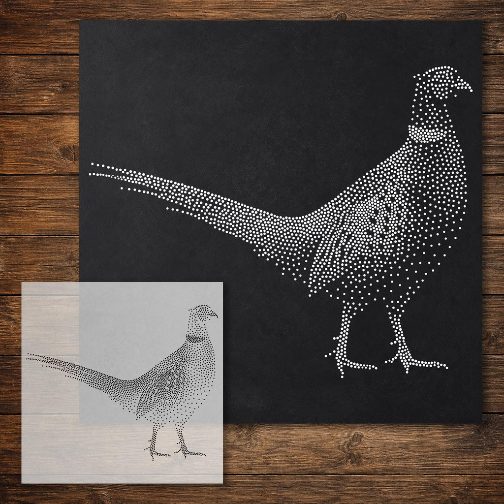 Pheasant Stipple Art Stencil reusable Mylar stencil, 300 x 300 mm