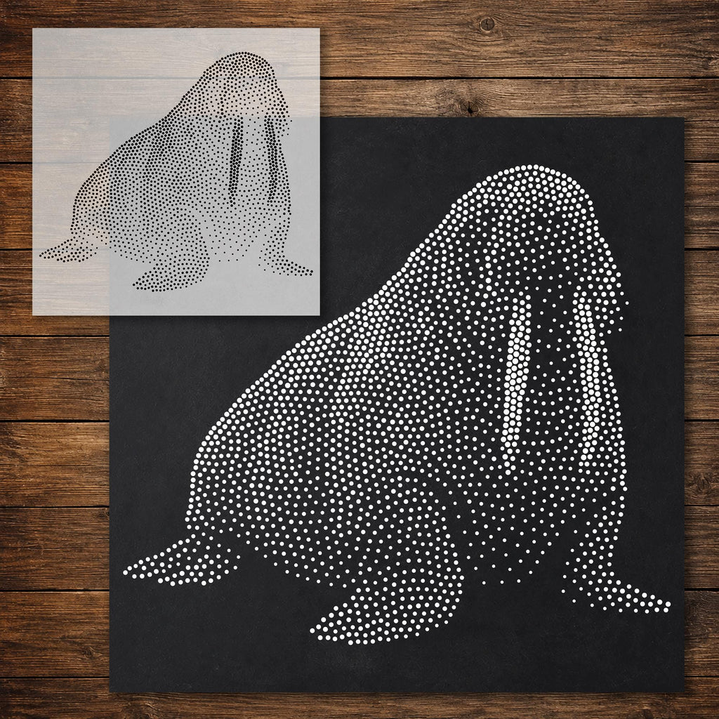 Walrus Stipple Art Stencil reusable Mylar stencil, 300 x 300 mm