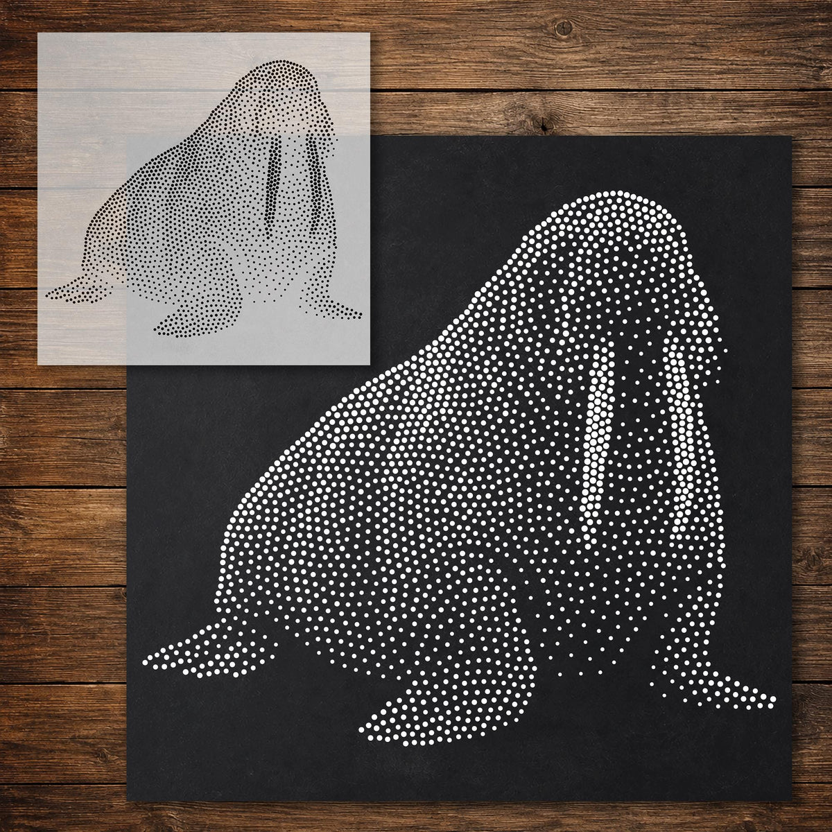 Walrus Stipple Art Stencil reusable Mylar stencil, 300 x 300 mm