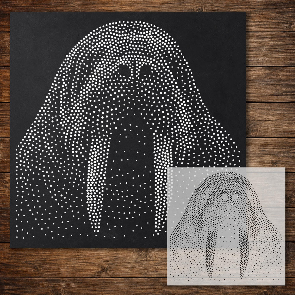 Walrus Portrait Stipple Art Stencil reusable Mylar stencil, 300 x 300 mm