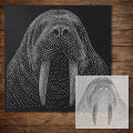 Walrus Portrait Stipple Art Stencil reusable Mylar stencil, 300 x 300 mm