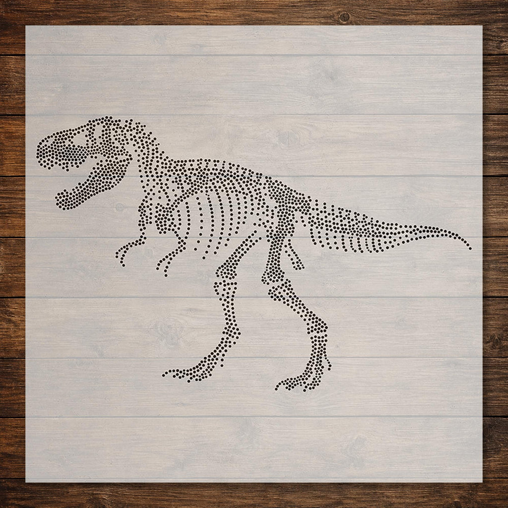 T Rex Dinosaur Skeleton Stencil | Realistic Highly Detailed DIY Mylar Wall Art, Stipple Art Crafts (Large - 300mm / 12" approx)