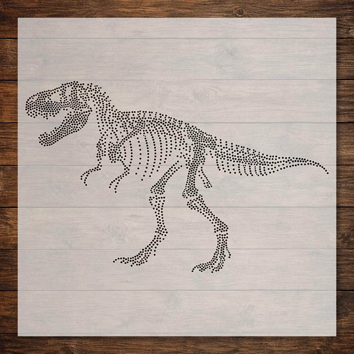 T Rex Dinosaur Skeleton Stencil | Realistic Highly Detailed DIY Mylar Wall Art, Stipple Art Crafts (Large - 300mm / 12" approx)