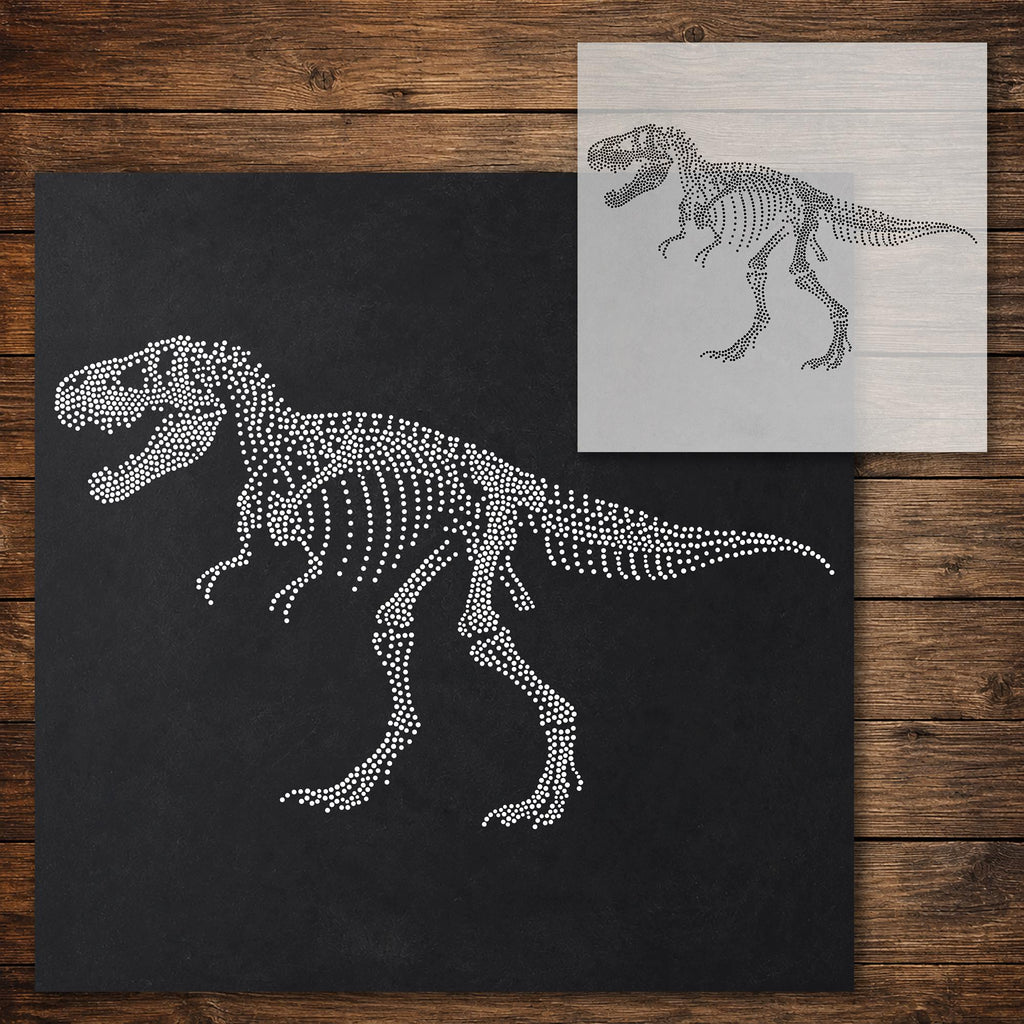T Rex Dinosaur Skeleton Stencil reusable Mylar stencil, 300 x 300 mm
