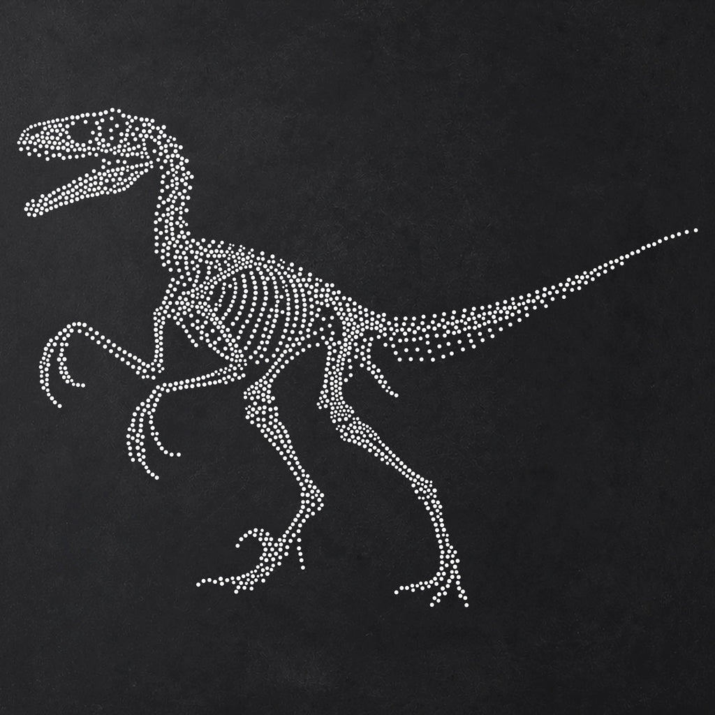 Velociraptor Dinosaur Skeleton Stencil | Realistic Highly Detailed DIY Mylar Wall Art, Stipple Art Crafts (Large - 300mm / 12" approx)