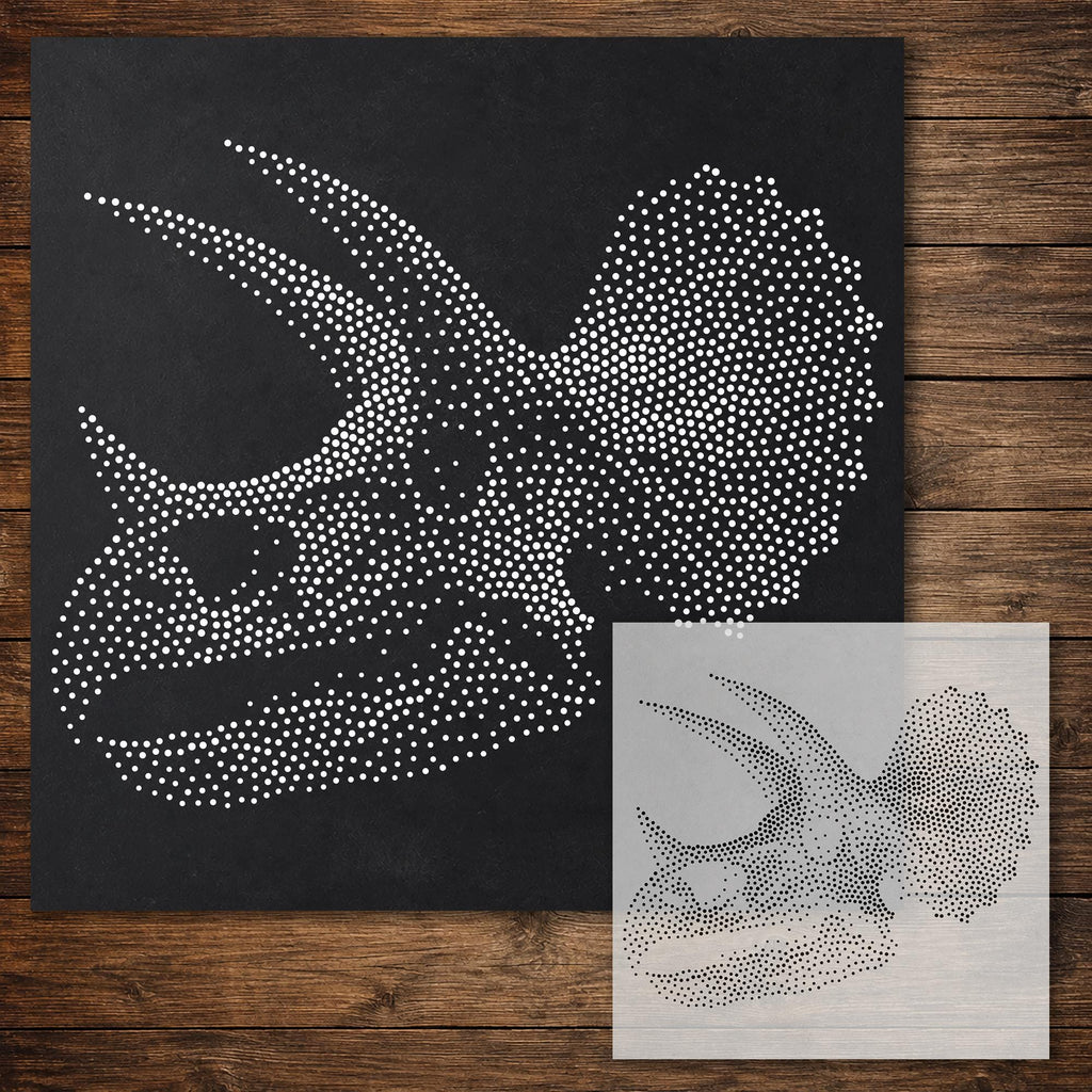 Triceratops Skull Dinosaur Stencil reusable Mylar stencil, 300 x 300 mm