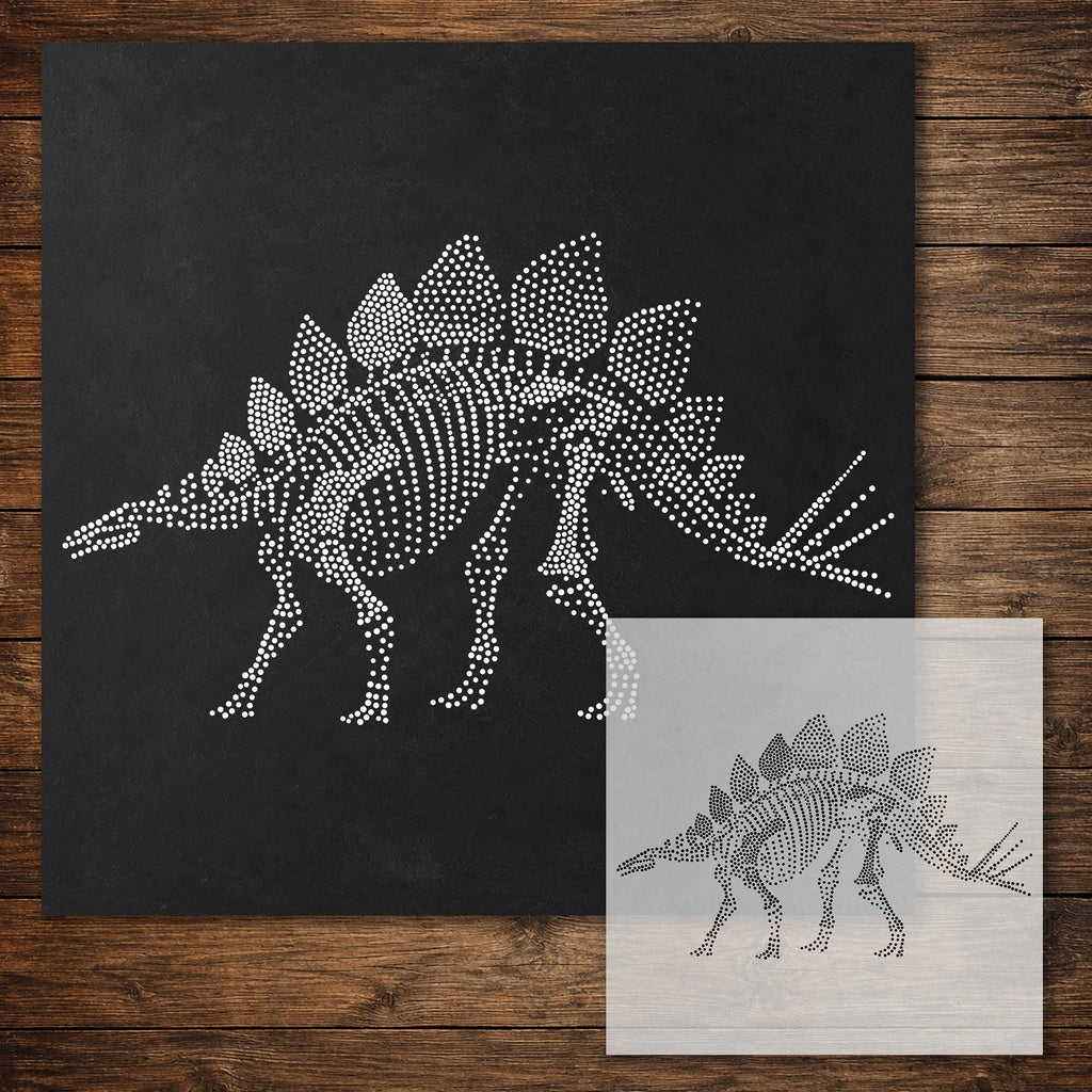 Stegosaurus Skeleton Dinosaur Stencil reusable Mylar stencil, 300 x 300 mm