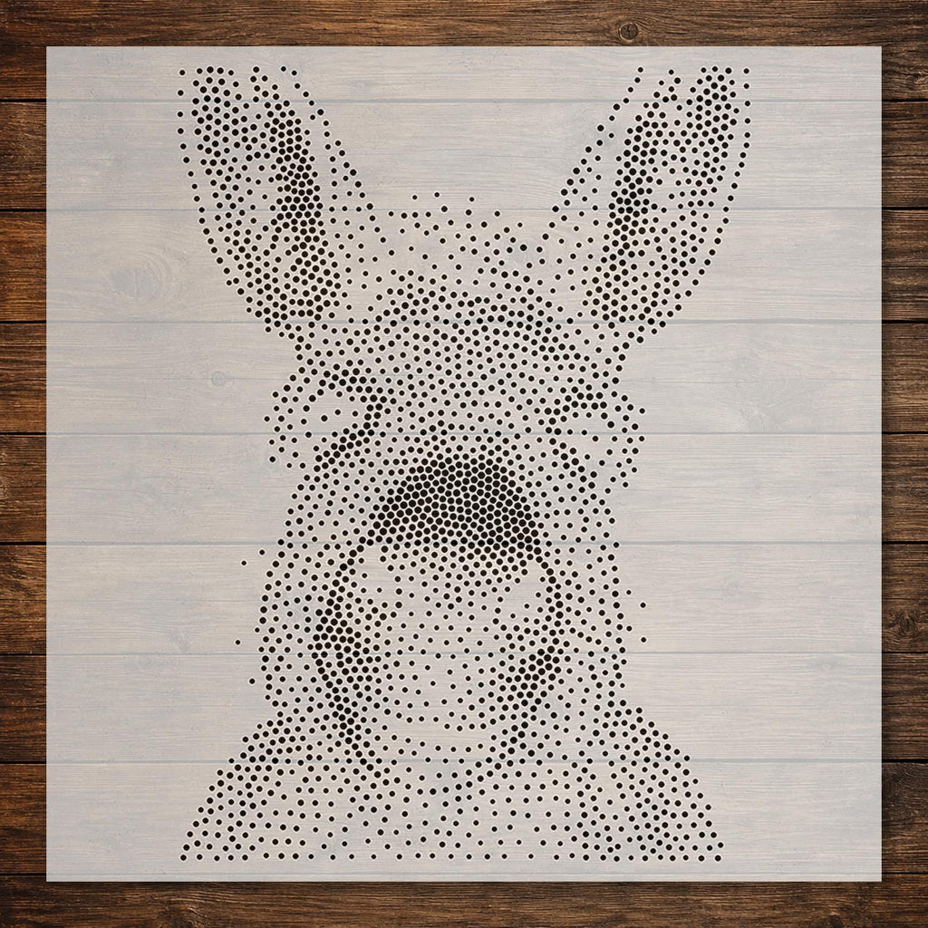 Donkey Portrait Stipple Art Stencil | Realistic Animal Mylar Plastic Craft Stencil (Large - 300mm / 12" approx)