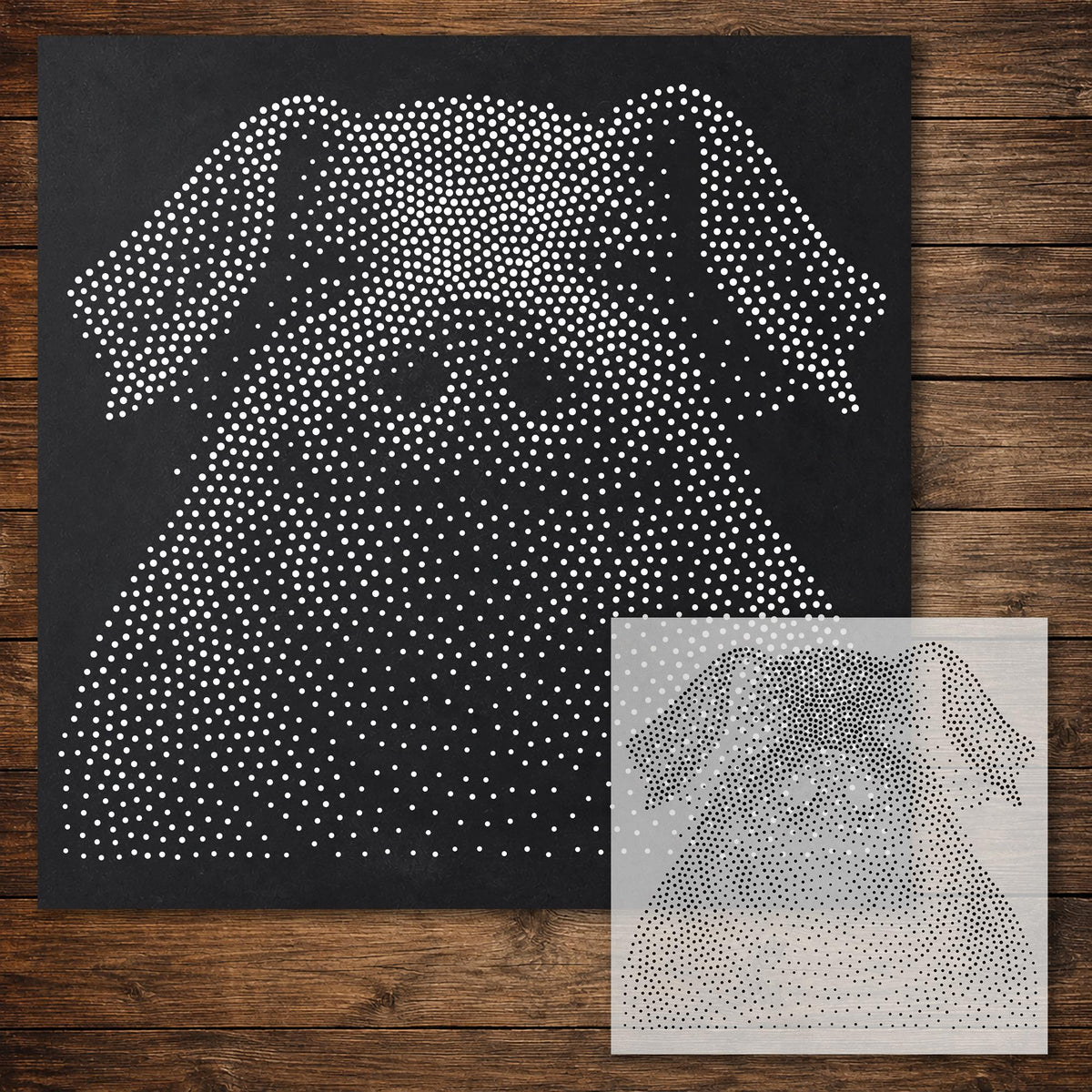 Pig Portrait Stipple Art Stencil reusable Mylar stencil, 300 x 300 mm