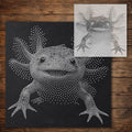 Axolotl Portrait Stipple Art Stencil reusable Mylar stencil, 300 x 300 mm