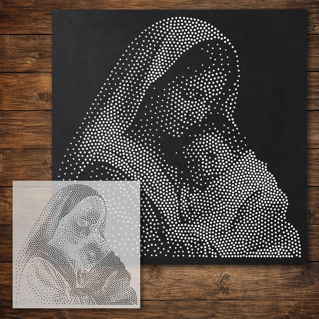 Mary Holding Baby Jesus Stencil reusable Mylar stencil, 300 x 300 mm
