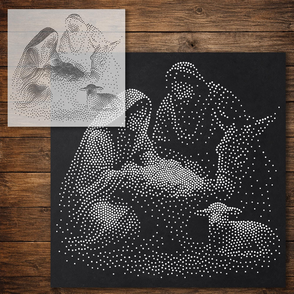 Nativity Stable Scene Stencil reusable Mylar stencil, 300 x 300 mm