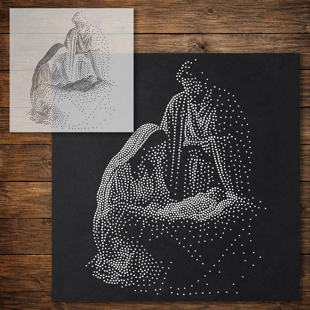 Mary Joseph Over Manger Stencil reusable Mylar stencil, 300 x 300 mm