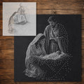 Mary Joseph Over Manger Stencil reusable Mylar stencil, 300 x 300 mm