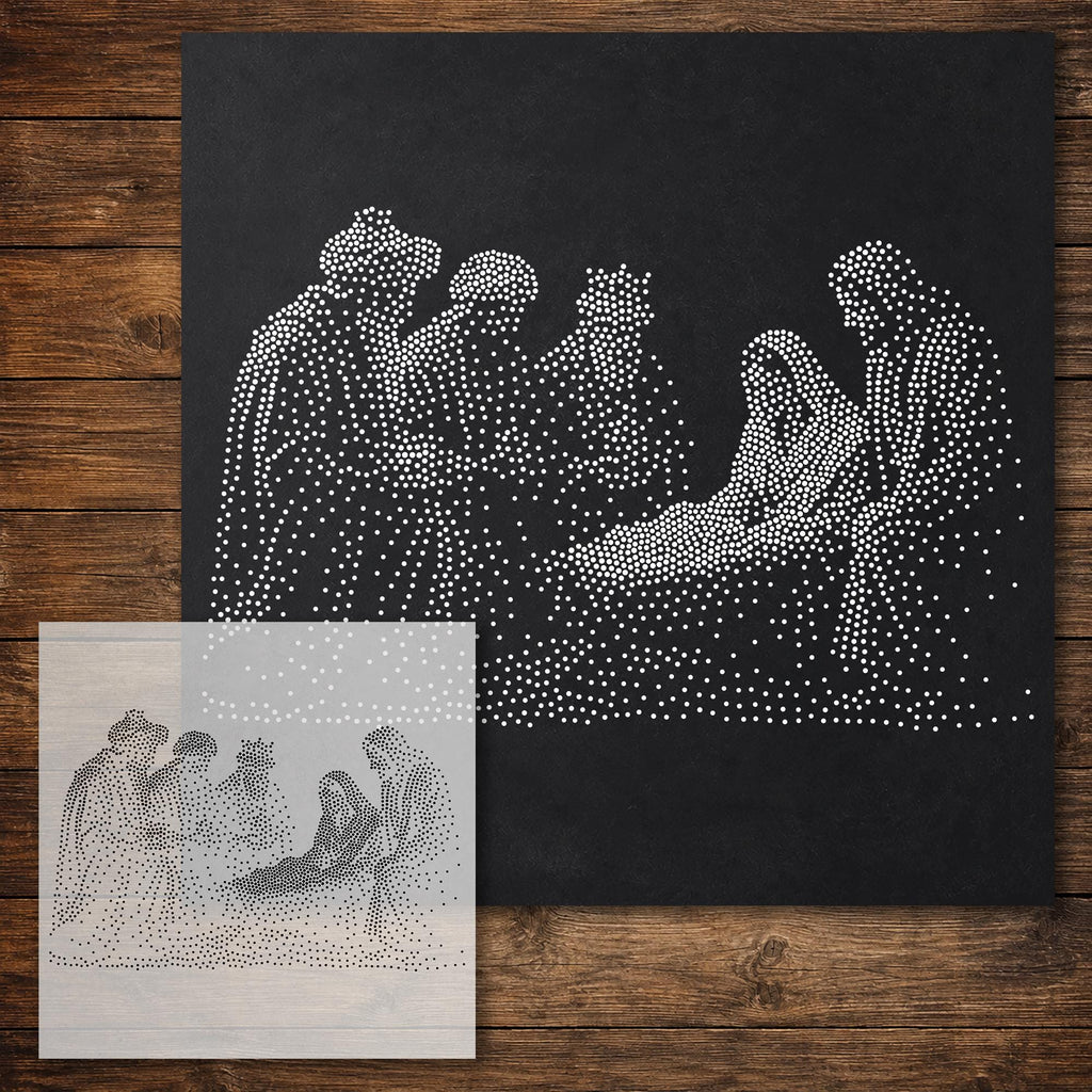 Three Wise Men with Jesus Stencil reusable Mylar stencil, 300 x 300 mm