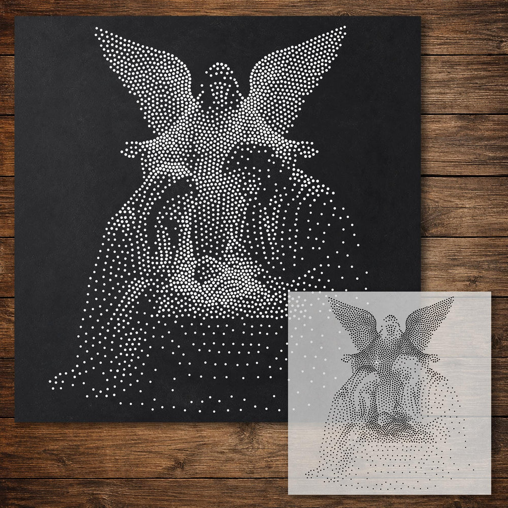 Angel with Holy Family Stencil reusable Mylar stencil, 300 x 300 mm