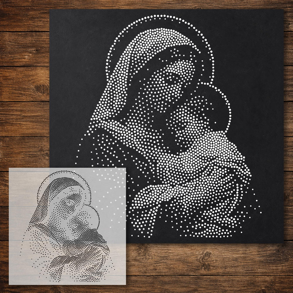 Madonna and Child Stencil reusable Mylar stencil, 300 x 300 mm