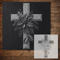 Christmas Cross with Holly Stencil reusable Mylar stencil, 300 x 300 mm