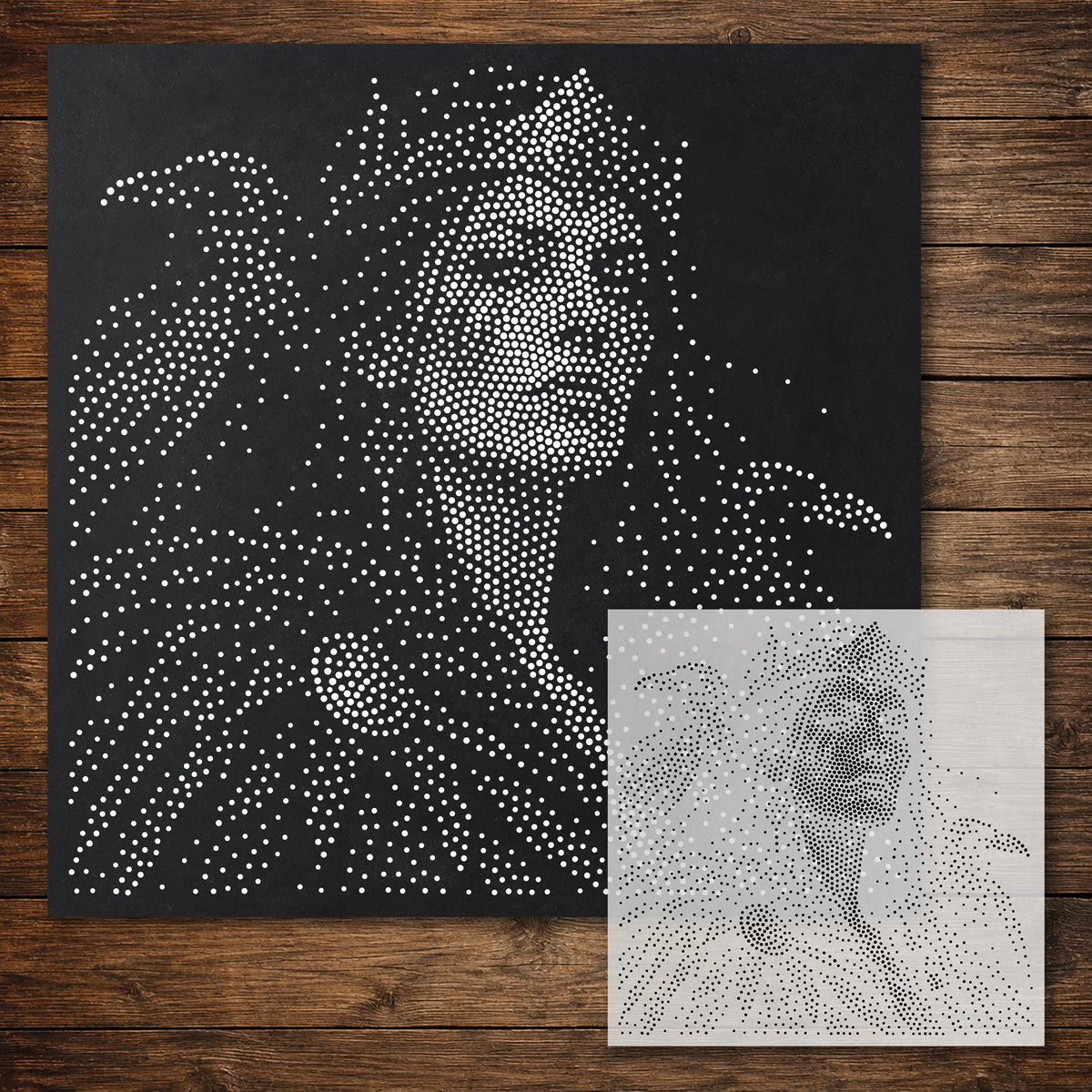 Morrigan Raven Queen Stencil reusable Mylar stencil, 300 x 300 mm