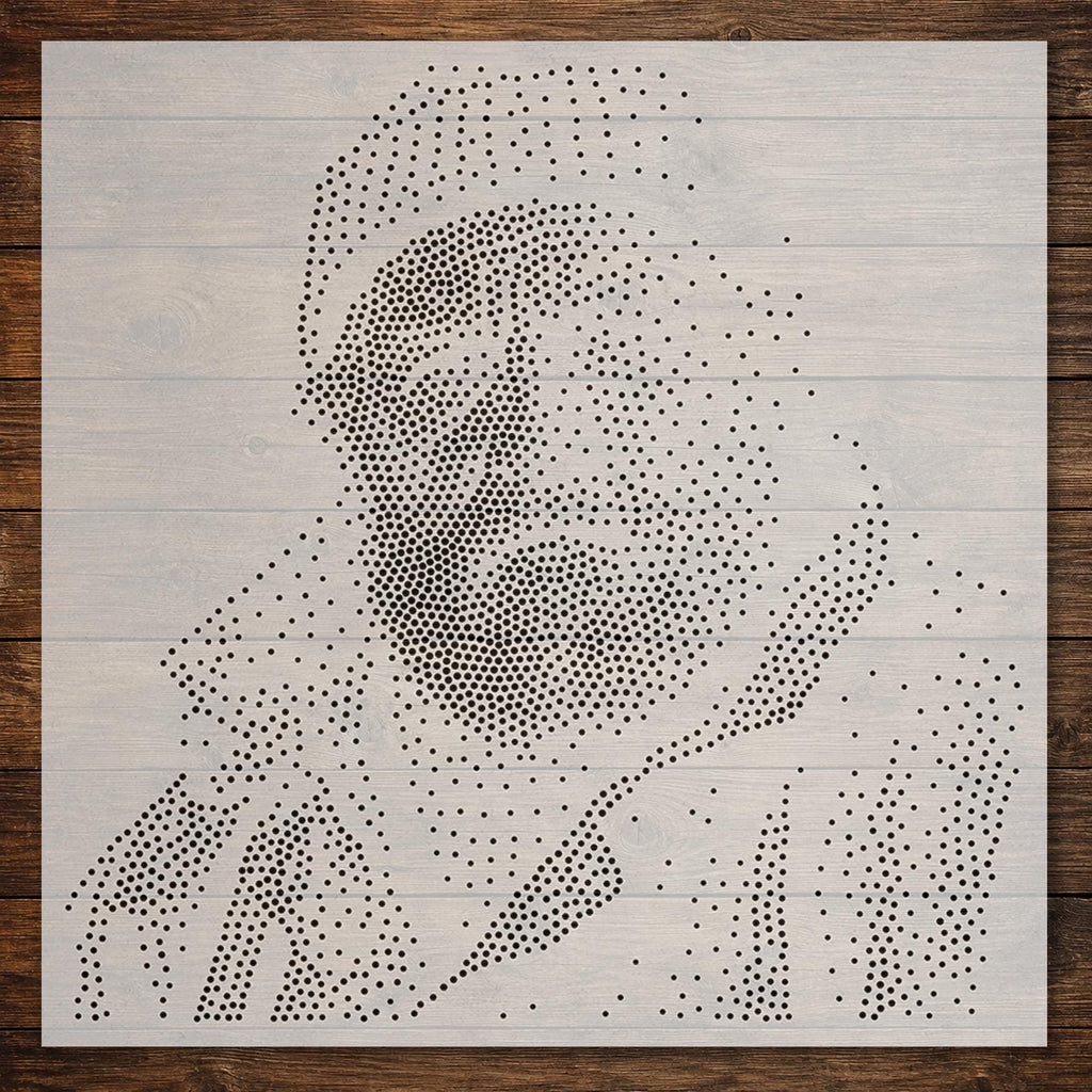 Old Fisherman Portrait Stipple Art Stencil | Realistic Mylar Plastic Craft Stencil (Large - 300mm / 12" approx)