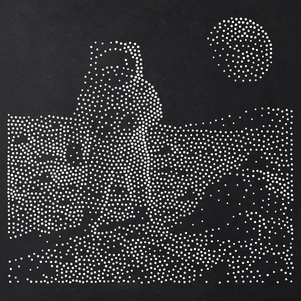 Man on Moon Stipple Art Stencil | Realistic Mylar Plastic Craft Stencil (Large - 300mm / 12" approx)