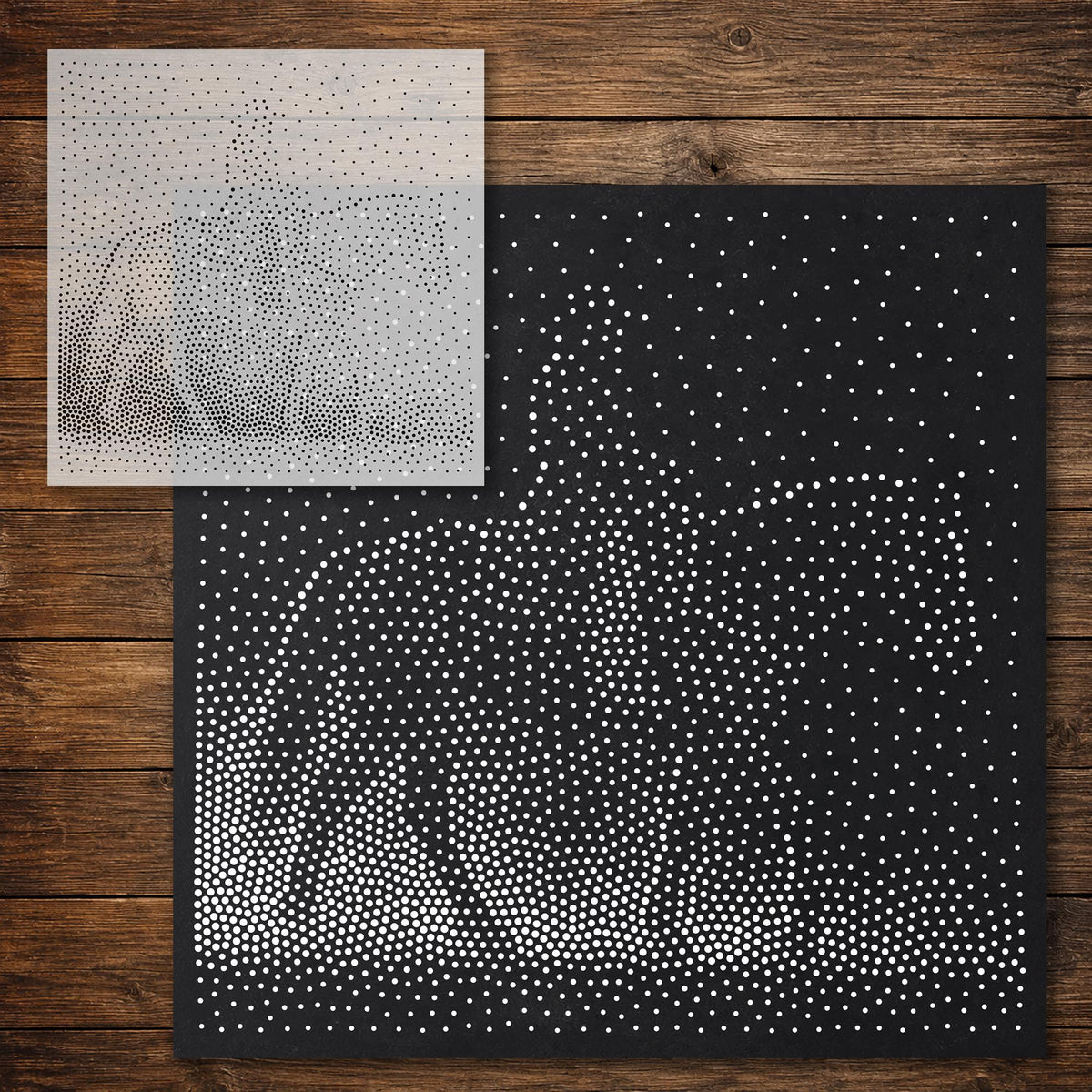 Cowboy on Horseback Stipple Art Stencil reusable Mylar stencil, 300 x 300 mm