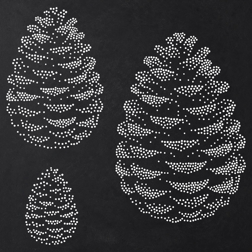 Pine Cones Stencil | Realistic Highly Detailed DIY Mylar Wall Art, Stipple Art Crafts (Large - 300mm / 12" approx)