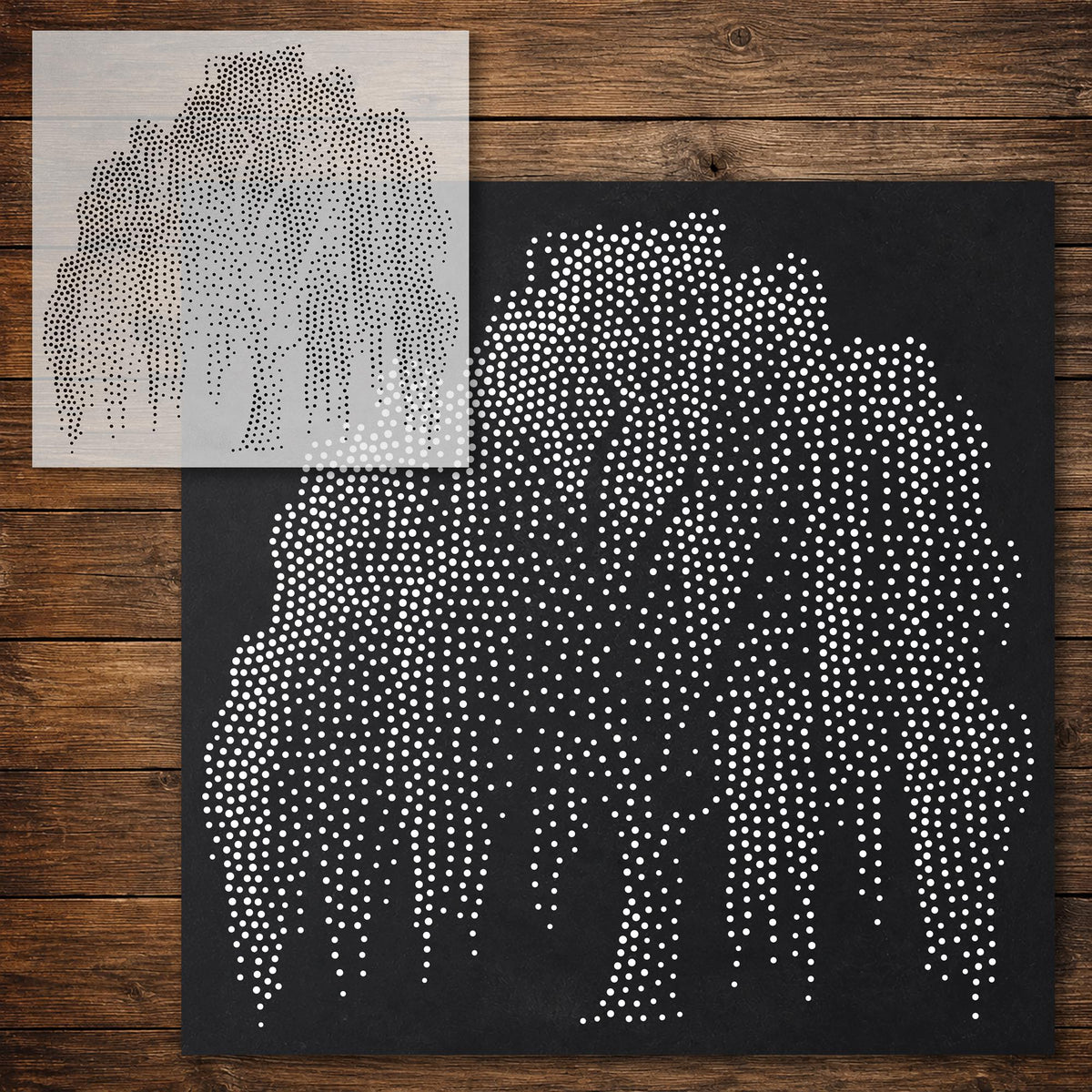 Weeping Willow Tree Stencil reusable Mylar stencil, 300 x 300 mm