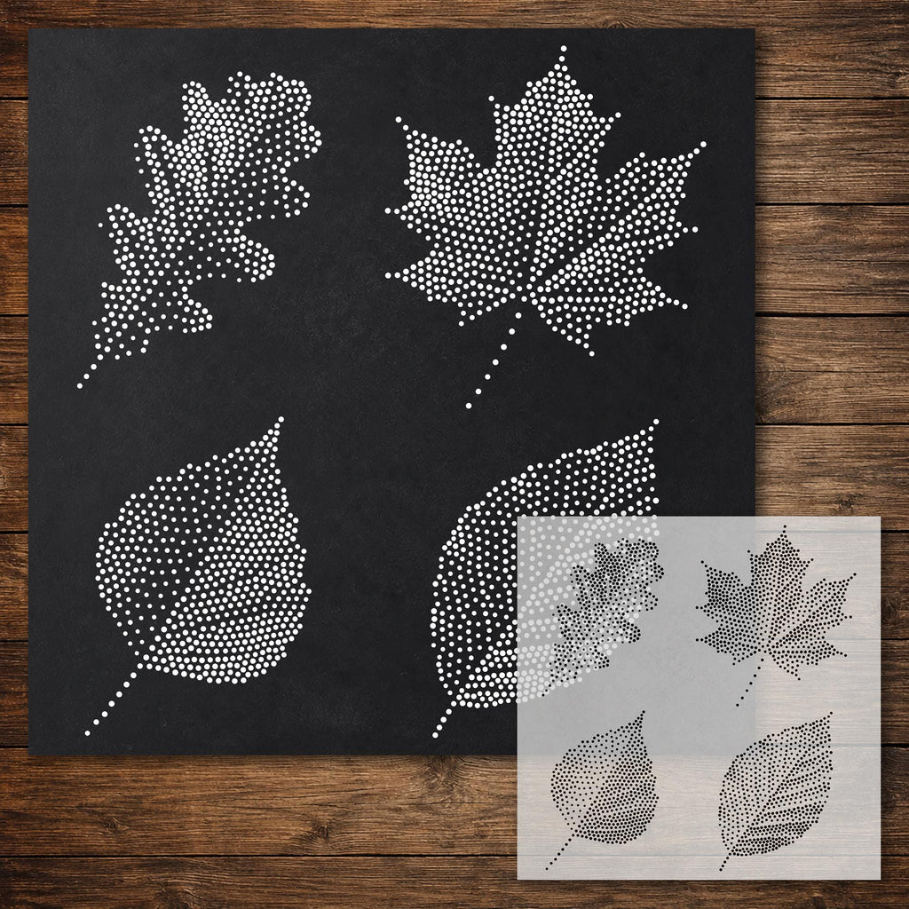 Tree Leaves Stencil reusable Mylar stencil, 300 x 300 mm