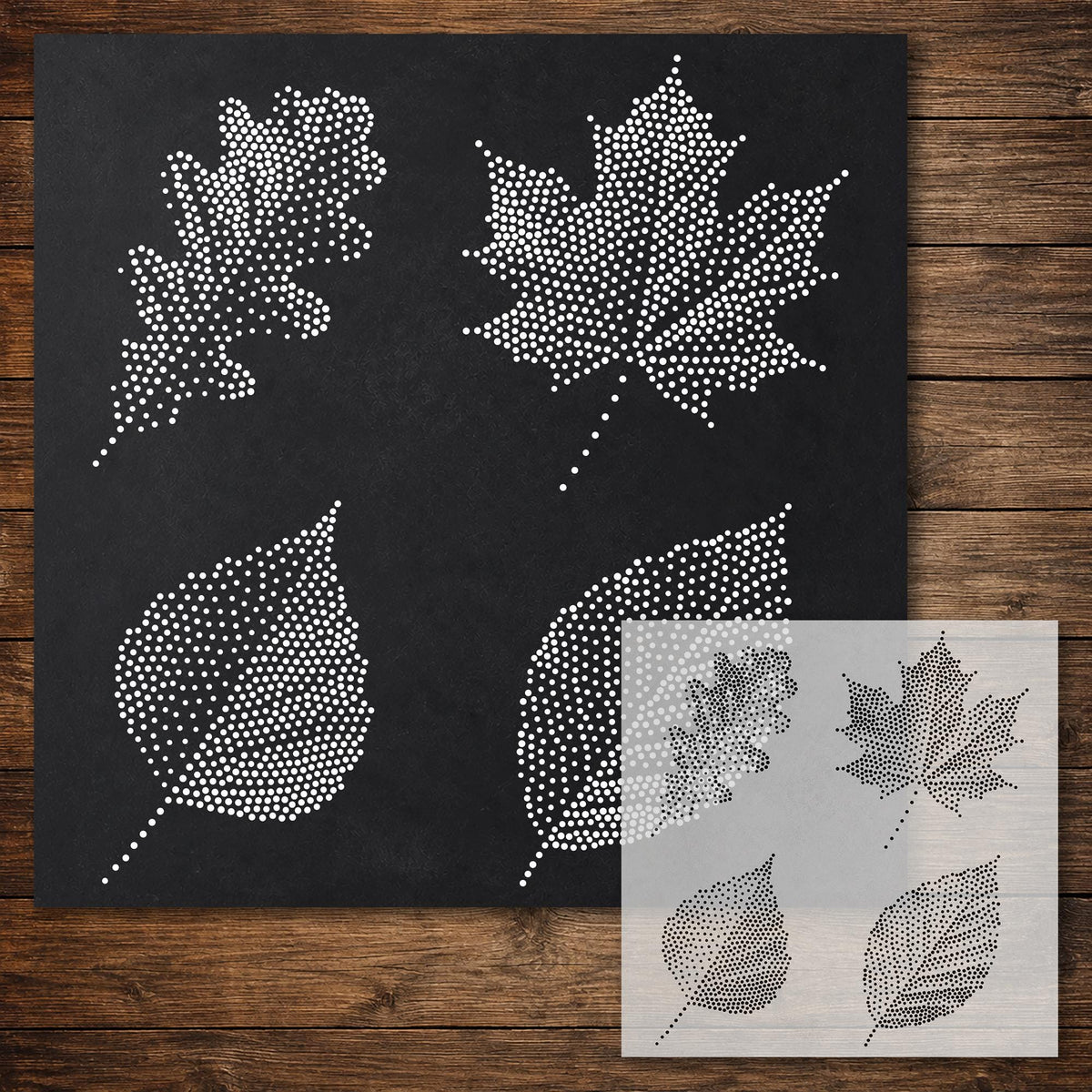Tree Leaves Stencil reusable Mylar stencil, 300 x 300 mm