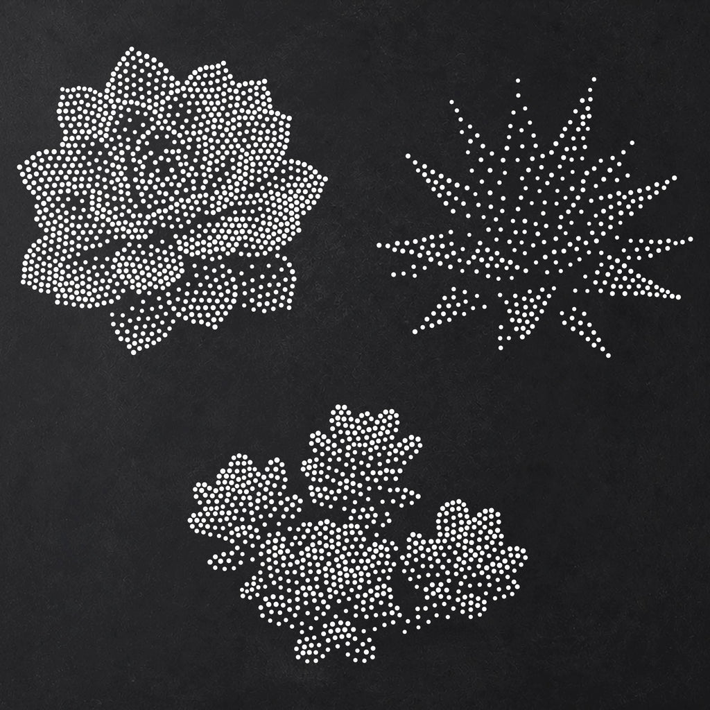 Succulents Stencil | Realistic Highly Detailed DIY Mylar Wall Art, Stipple Art Crafts (Large - 300mm / 12" approx)