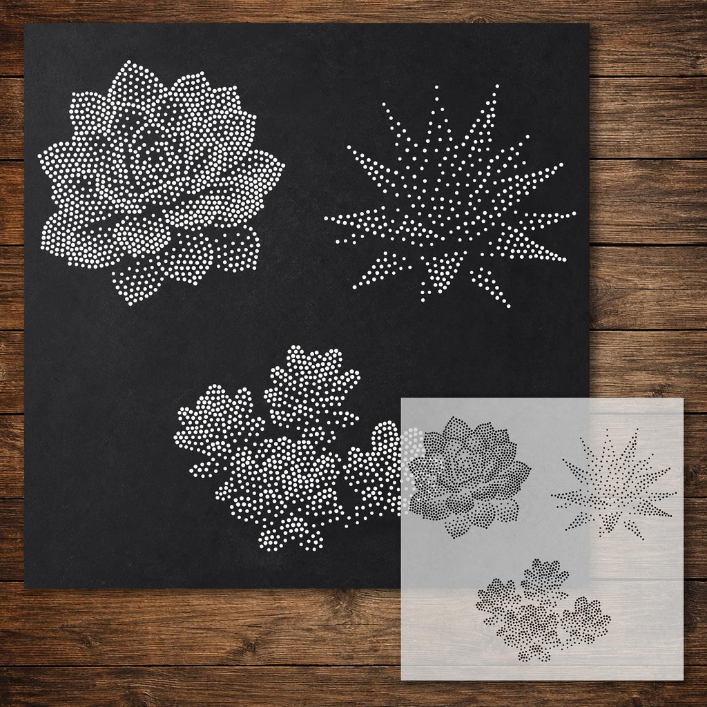 Succulents Stencil reusable Mylar stencil, 300 x 300 mm