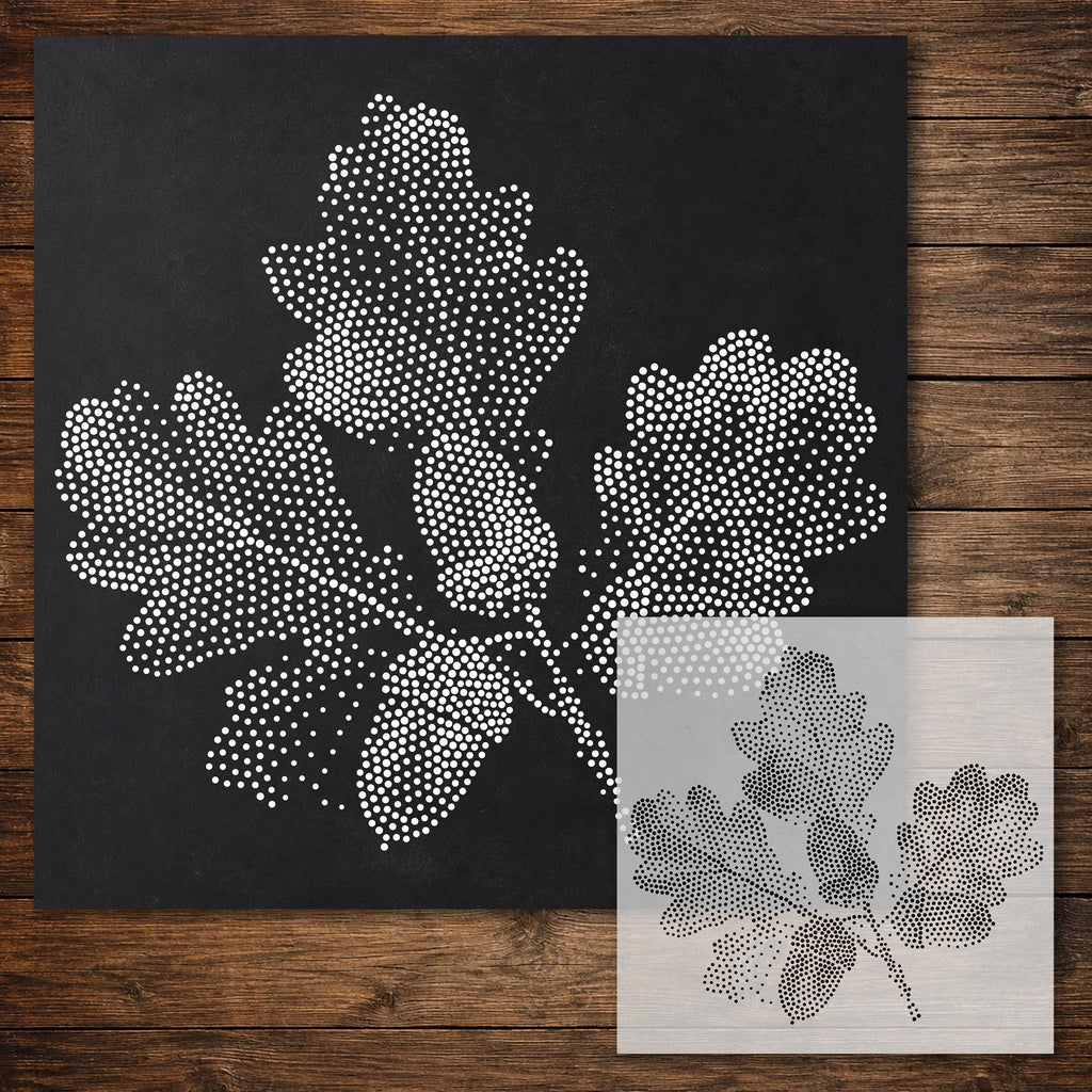 Oak Leaf and Acorns Stencil reusable Mylar stencil, 300 x 300 mm