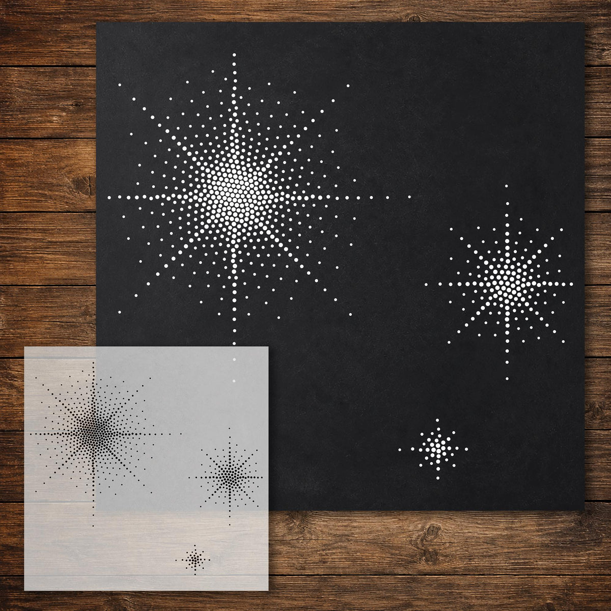 Stars Stencil reusable Mylar stencil, 300 x 300 mm